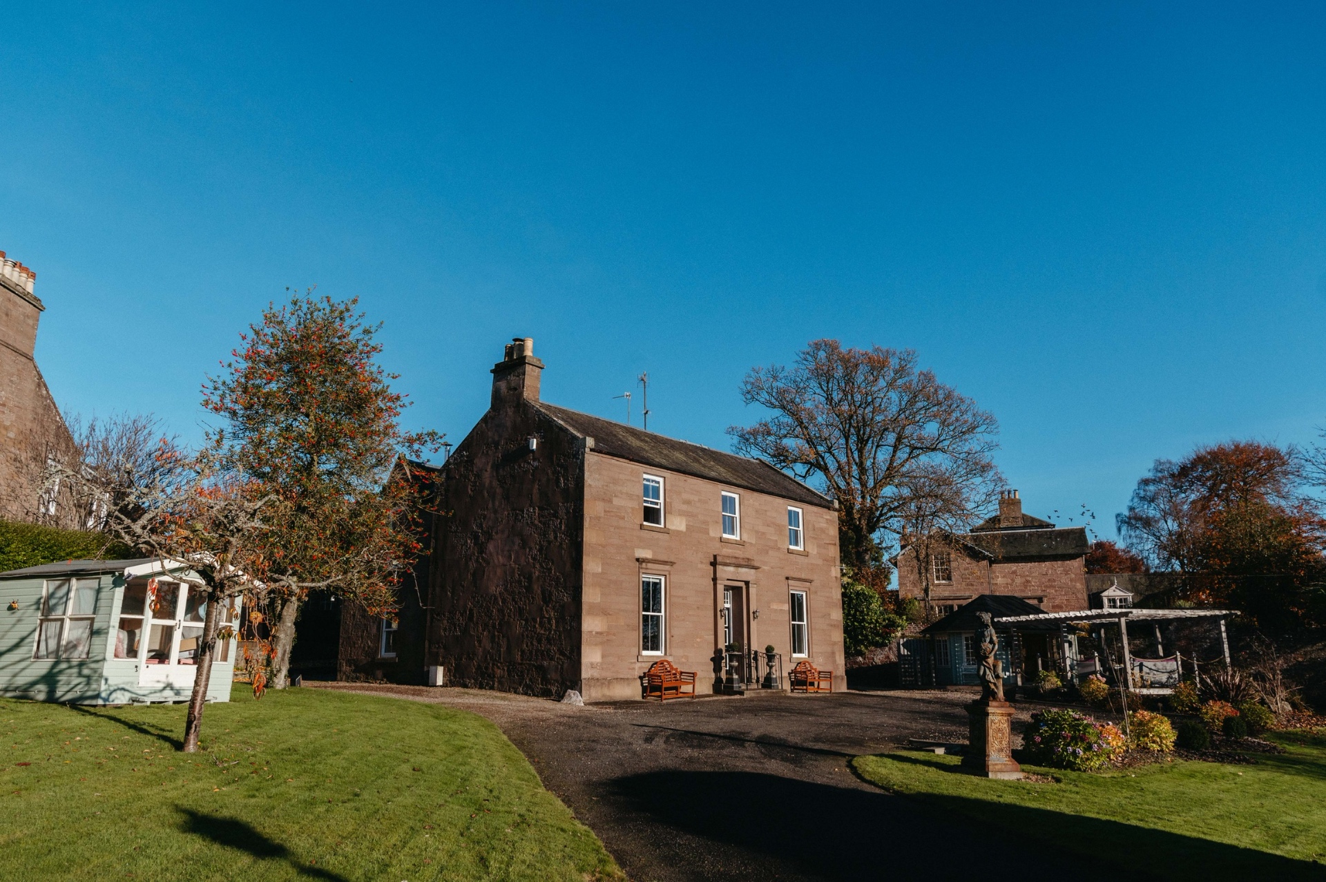 Airlie House exterior at dusk